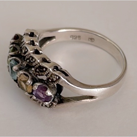 Vintage Silver Sterling 925 with multi color gemstones - Picture 3 of 7